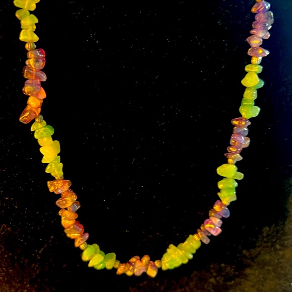 CHOKER Amethyst and jade stone w/pewter toggle clasp - Picture 1 of 4